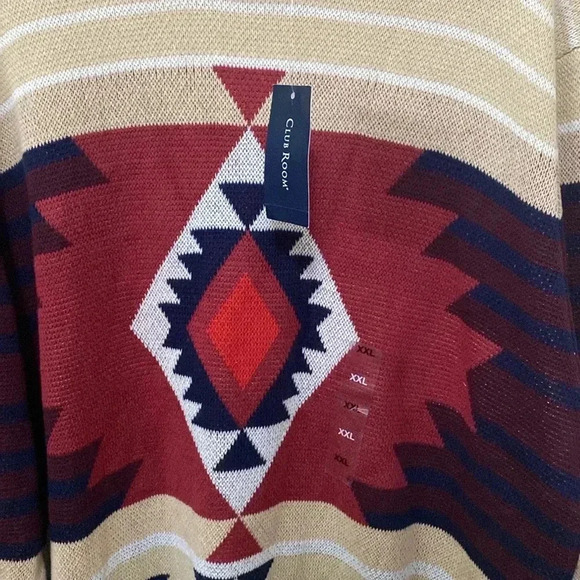 Men’s NWT Club Room Aztec Tribal Turtleneck Knit Pullover Sweater B2 Size XXL - Picture 4 of 13